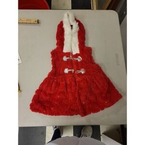 Little Lass Girls 3T Red Faux Fur Holiday Christmas Vest Toddler Outfit Clothes